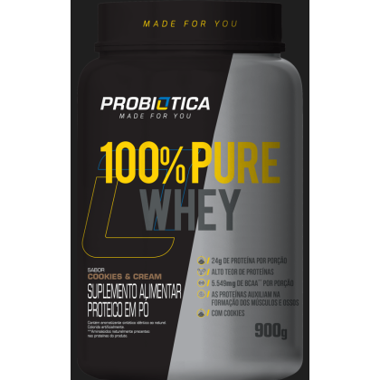 100% Pure Whey Probiótica Cookies &  Cream - 900g