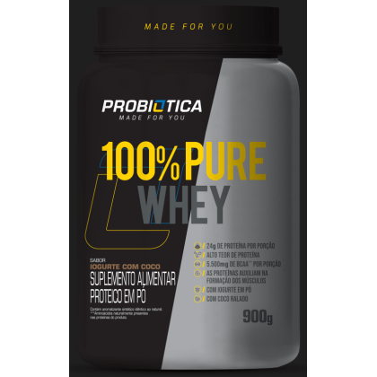 100% Pure Whey Probiótica Iogurte com Coco - 900g