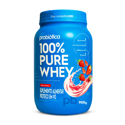 100% Pure Whey Probiótica Morango - 900g