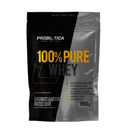 100% Pure Whey Refil Probiótica Iogurte com Coco - 900g