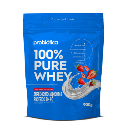 100% Pure Whey Refil Probiótica Iogurte com Morango - 900g 100% Pure Whey Refil Probiótica Iogurte com Morango - 900g