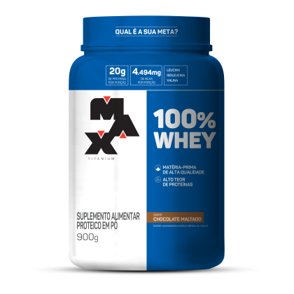 100% Whey Max Titanium Chocolate Maltado - 900g 100% Whey Max Titanium Chocolate Maltado - 900g