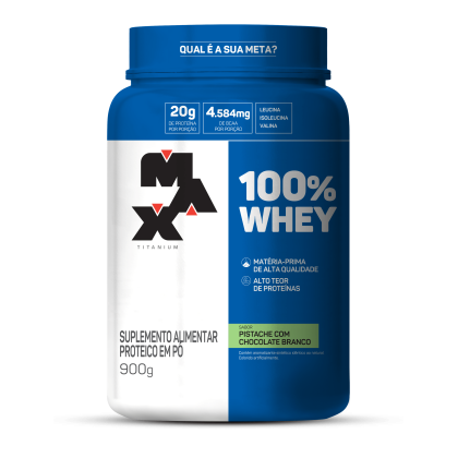 100% Whey Max Titanium Pistache com Chocolate Branco - 900g 100% Whey Max Titanium Pistache com Chocolate Branco - 900g