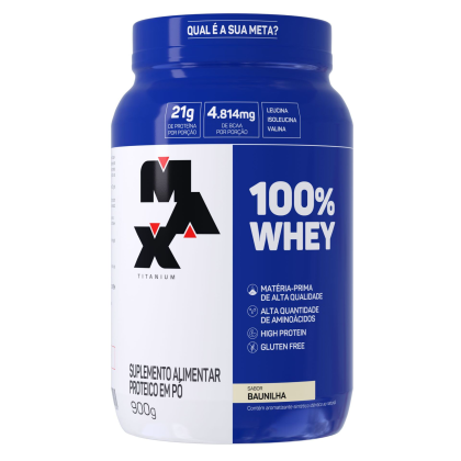 100% Whey Protein Concentrate Max Titanium Baunilha - 900g 100% Whey Protein Concentrate Max Titanium Baunilha - 900g
