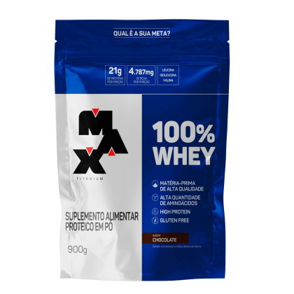 100% Whey Refil Max Titanium Chocolate - 900g 100% Whey Refil Max Titanium Chocolate - 900g