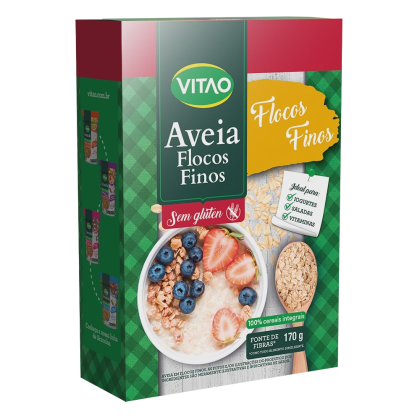 Aveia Flocos Finos sem Glúten Vitao - 170g Aveia Flocos Finos sem Glúten Vitao - 170g