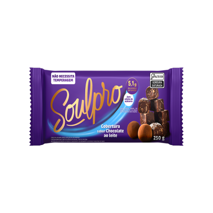 Barra de Cobertura Sabor Chocolate Proteico ao Leite Zero açúcar Soulpro Vitao - 250g