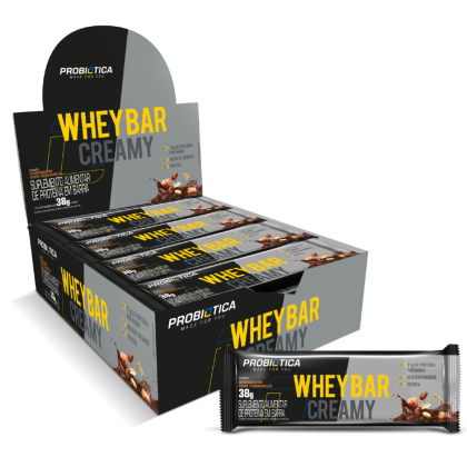 Barra De Proteína Whey Bar Creamy Probiótica Amendoim com Caramelo - 12 unidades de 38g Barra De Proteína Whey Bar Creamy Probiótica Amendoim com Caramelo - 12 unidades de 38g