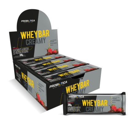 Barra De Proteína Whey Bar Creamy Probiótica Morango - 12 unidades de 38g Barra De Proteína Whey Bar Creamy Probiótica Morango - 12 unidades de 38g