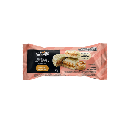 Biscoito Arroz Amendoim Coberto Branco Zero açúcar Naturatta Vitao - 40g