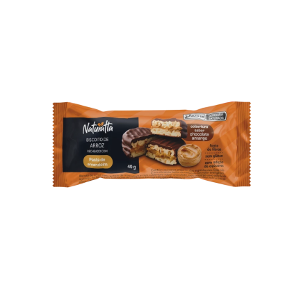 Biscoito Arroz Amendoim Coberto Zero açúcar Naturatta Chocolate Vitao - 40g