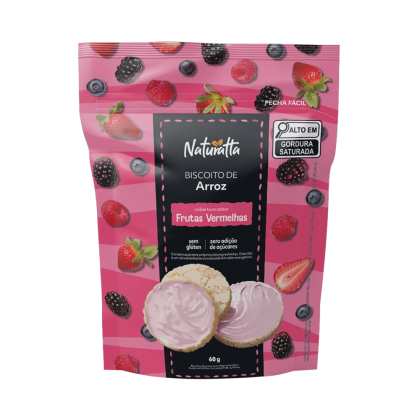 Biscoito Arroz Zero açúcar Naturatta Frutas Vermelhas Vitao - 60g