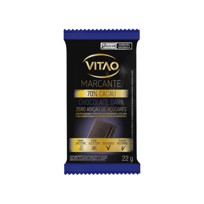 Chocolate 70% Amargo Zero açúcar Marcante Vitao - 22g Chocolate 70% Amargo Zero açúcar Marcante Vitao - 22g