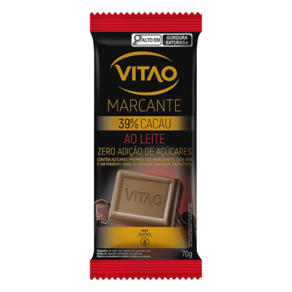 Chocolate Ao Leite Zero açúcar Marcante Vitao - 70g