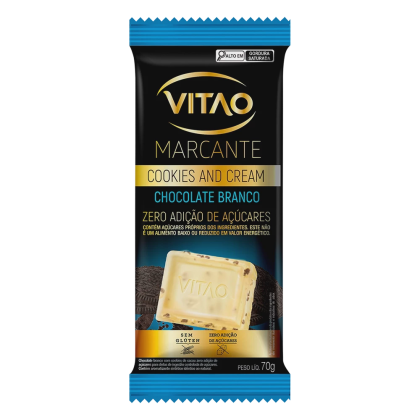 Chocolate Cookies & Cream Zero açúcar Marcante Vitao - 70g Chocolate Cookies & Cream Zero açúcar Marcante Vitao - 70g