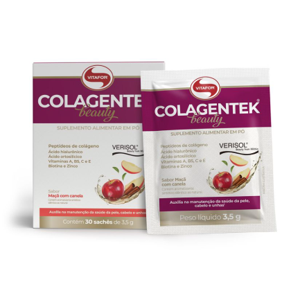 Colagentek Beauty Maçã c/ Canela Vitafor - 30 sachês 3,5g
