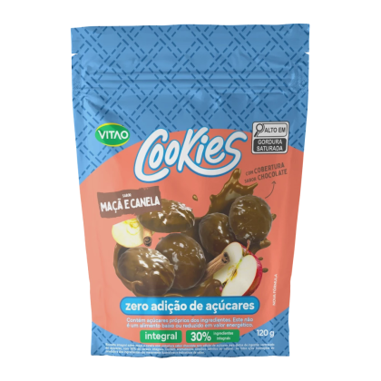 Cookies Maçã e Canela Coberto Zero Açúcar Vitao - 120g Cookies Maçã e Canela Coberto Zero Açúcar Vitao - 120g