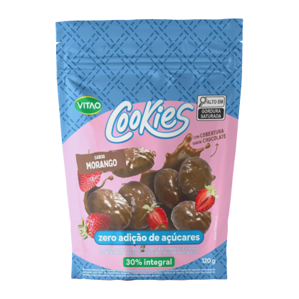 Cookies Morango Coberto Zero Açúcar Vitao - 120g Cookies Morango Coberto Zero Açúcar Vitao - 120g