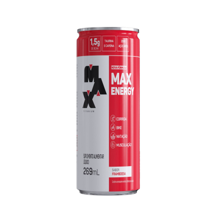 Energético Max Energy Max Titanium Framboesa - 6 latas com 269ml cada