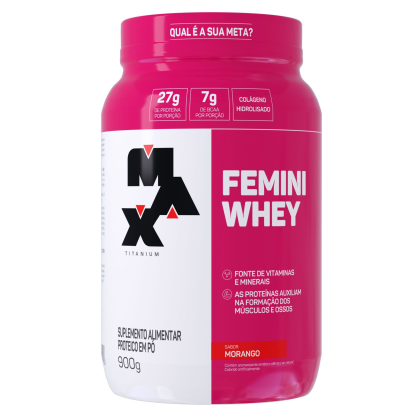 Femini Whey Max Titanium Morango - 900g Femini Whey Max Titanium Morango - 900g