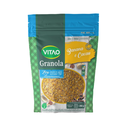Granola Banana e Cacau Integral Zero Açúcar Vitao - 250g Granola Banana e Cacau Integral Zero Açúcar Vitao - 250g