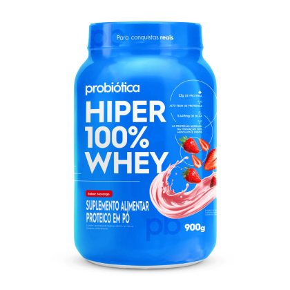 Hiper 100% Whey Probiótica Morango - 900g Hiper 100% Whey Probiótica Morango - 900g