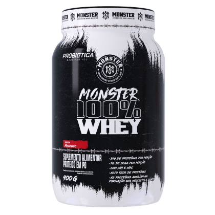 Monster 100% Whey Probiótica Morango - 900g Monster 100% Whey Probiótica Morango - 900g