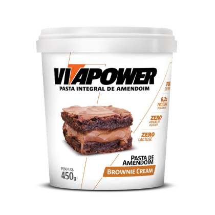 Pasta de Amendoim Gourmet Brownie e Cream Vitapower - 450g Pasta de Amendoim Gourmet Brownie e Cream Vitapower - 450g