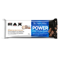Power Protein Bar Max Titanium Bombom de Avelã com Coco - 12 unidades de 41g cada