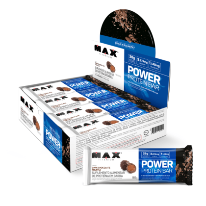Power Protein Bar Max Titanium Dark Truffle Chocolate - 8 unidades de 90g cada Power Protein Bar Max Titanium Dark Truffle Chocolate - 8 unidades de 90g cada