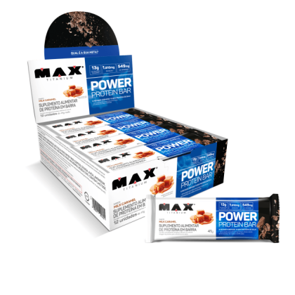 Power Protein Bar Max Titanium Milk Caramel - 12 unidades de 41g cada Power Protein Bar Max Titanium Milk Caramel - 12 unidades de 41g cada