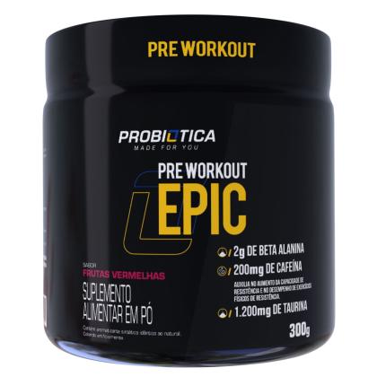 Pré Treino Epic Probiótica Frutas Vermelhas - 300g