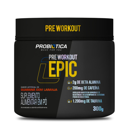 Pré Treino Epic Probiótica Guaraná Com Laranja - 300g