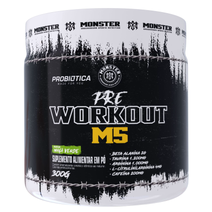 Pré-Treino Pre Workout M5 Probiótica Maçã Verde - 300g Pré-Treino Pre Workout M5 Probiótica Maçã Verde - 300g