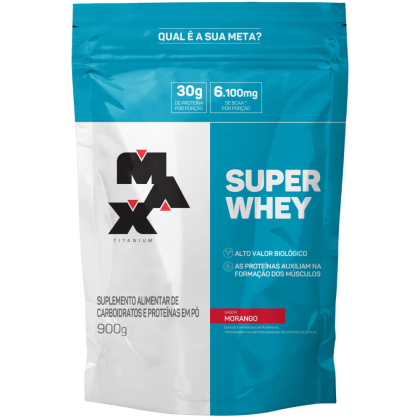 Super Whey Refil Max Titanium Morango - 900g Super Whey Refil Max Titanium Morango - 900g
