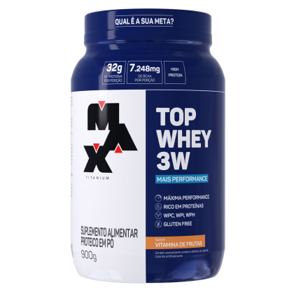 Top Whey 3W + Performance Max Titanium Vitamina de Frutas - 900g