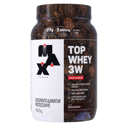 Top Whey 3W + Sabor Max Titanium Brigadeiro - 900g