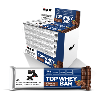 Top Whey Bar Max Titanium Chocolate com Avelã - 12 unidades de 41g cada Top Whey Bar Max Titanium Chocolate com Avelã - 12 unidades de 41g cada