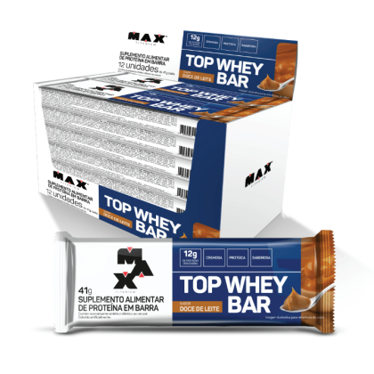 Top Whey Bar Max Titanium Doce de Leite - 12 unidades de 41g cada