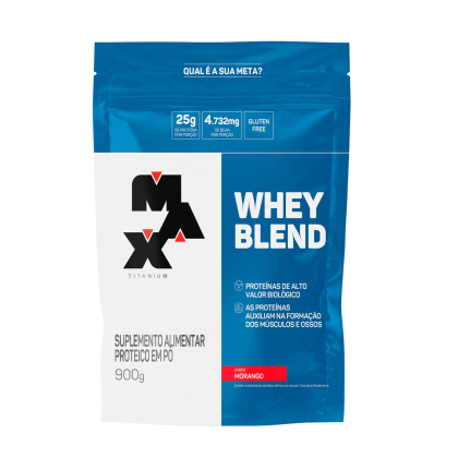 Whey Blend Refil Max Titanium Morango - 900g Whey Blend Refil Max Titanium Morango - 900g