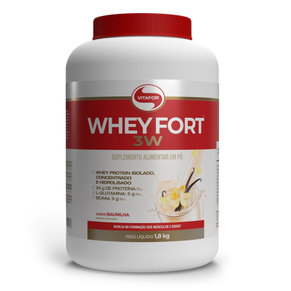 Whey Fort 3W Baunilha Vitafor - 1800g 