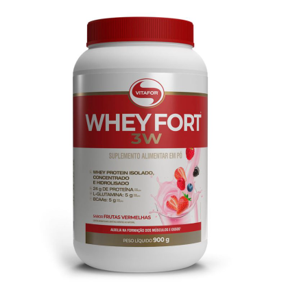 Whey Fort 3W Frutas Vermelhas Vitafor - 900g