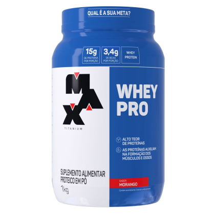 Whey Pro Max Titanium Morango - 1kg Whey Pro Max Titanium Morango - 1kg