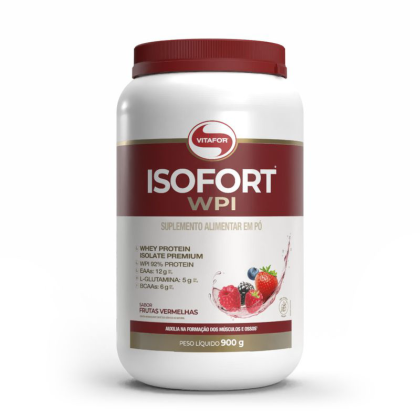 Whey Protein Isolado Frutas Vermelhas Isofort Vitafor - 900g Whey Protein Isolado Frutas Vermelhas Isofort Vitafor - 900g