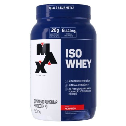 Whey Protein Isolado Max Titanium Morango - 900g Whey Protein Isolado Max Titanium Morango - 900g