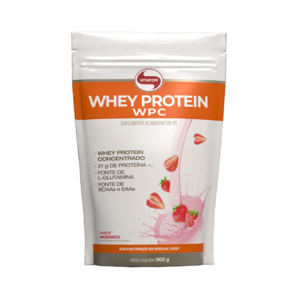 Whey Protein WPC Pouch Morango Vitafor - 900g